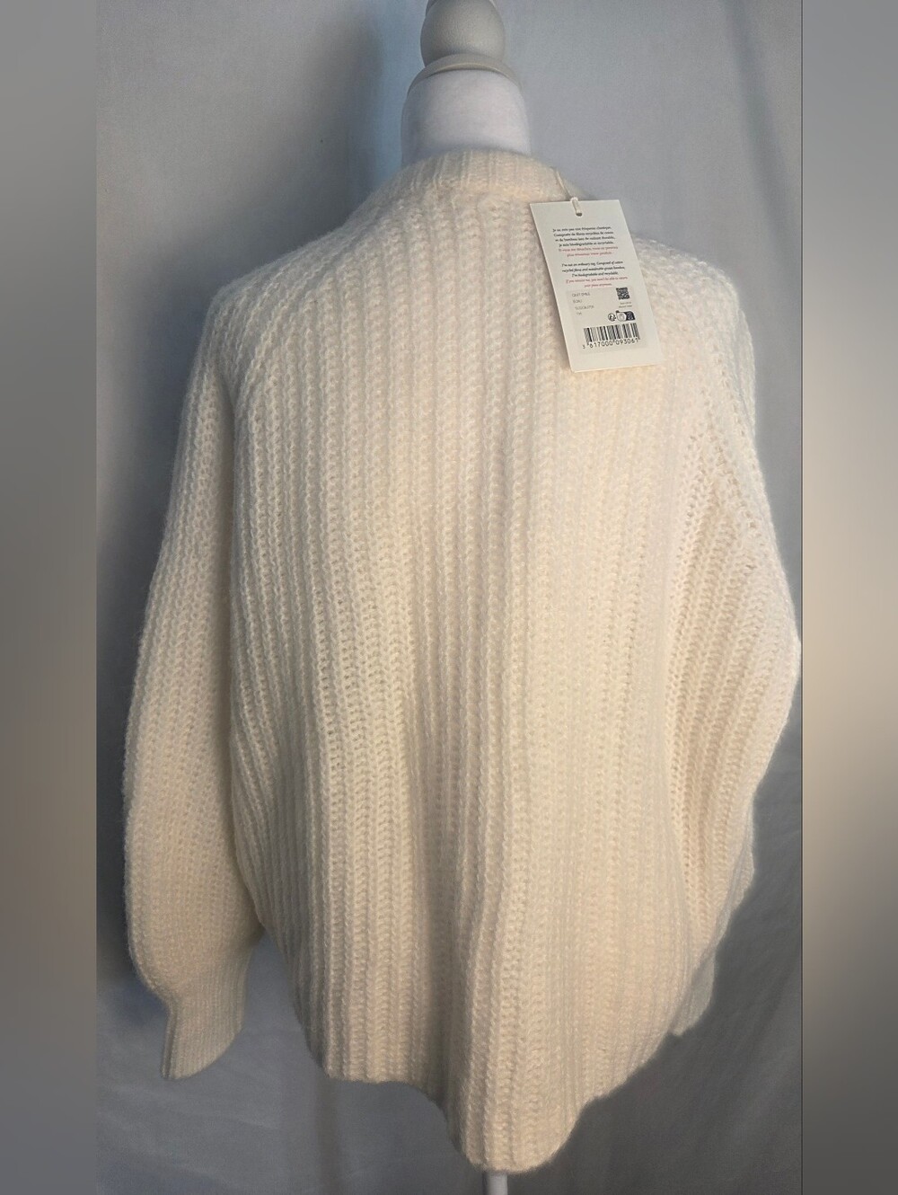 Sezane Cream Ribbed Button-Up Cardigan - Picture 3 of 7